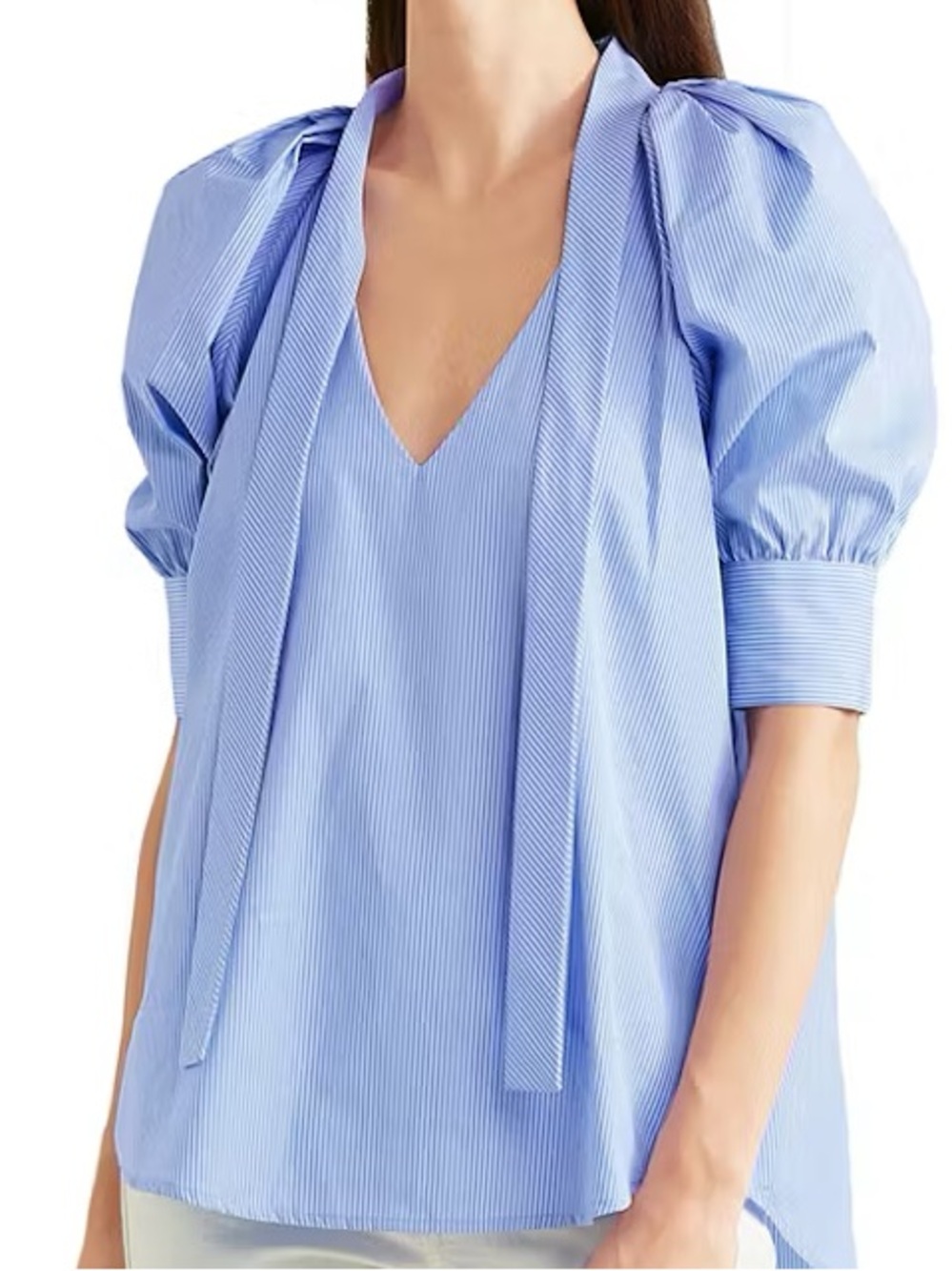 Maggie Marilyn 'You Lift Me Up' top 100%blue &white striped with puff sleeves 4